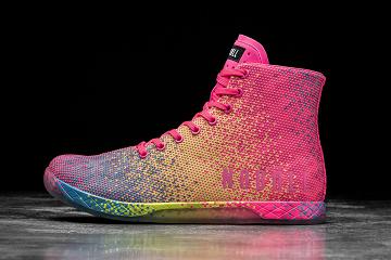 Pink Nobull High-Top Neon Glitch Women's Trainers | CA A2145H